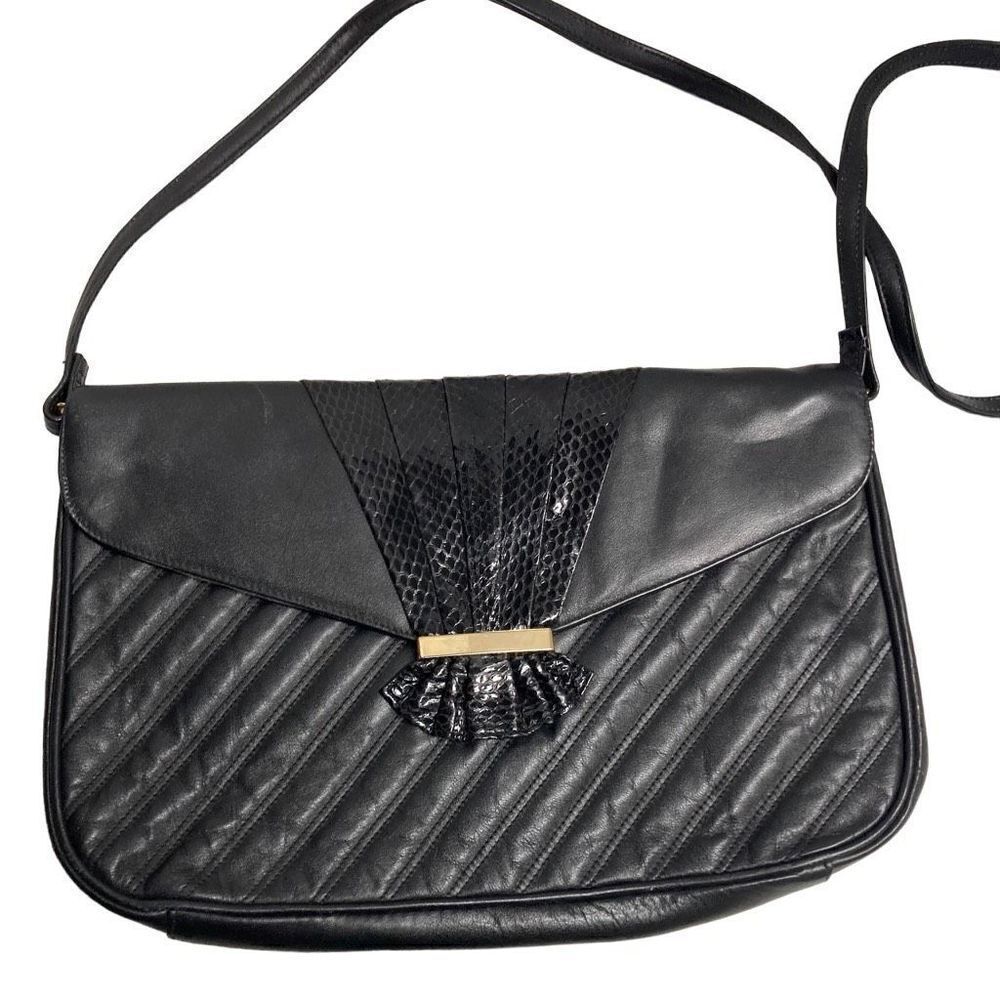 PANTERA Women’s Crossbody‎ Handbag Purse Tote Quilted Black 8X2X12.5